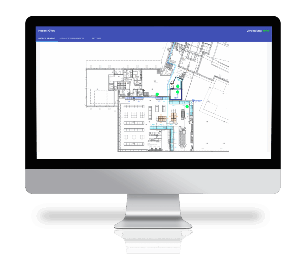 Computer mit INOSENT-Visualisierung von einer Gaswarnanlage